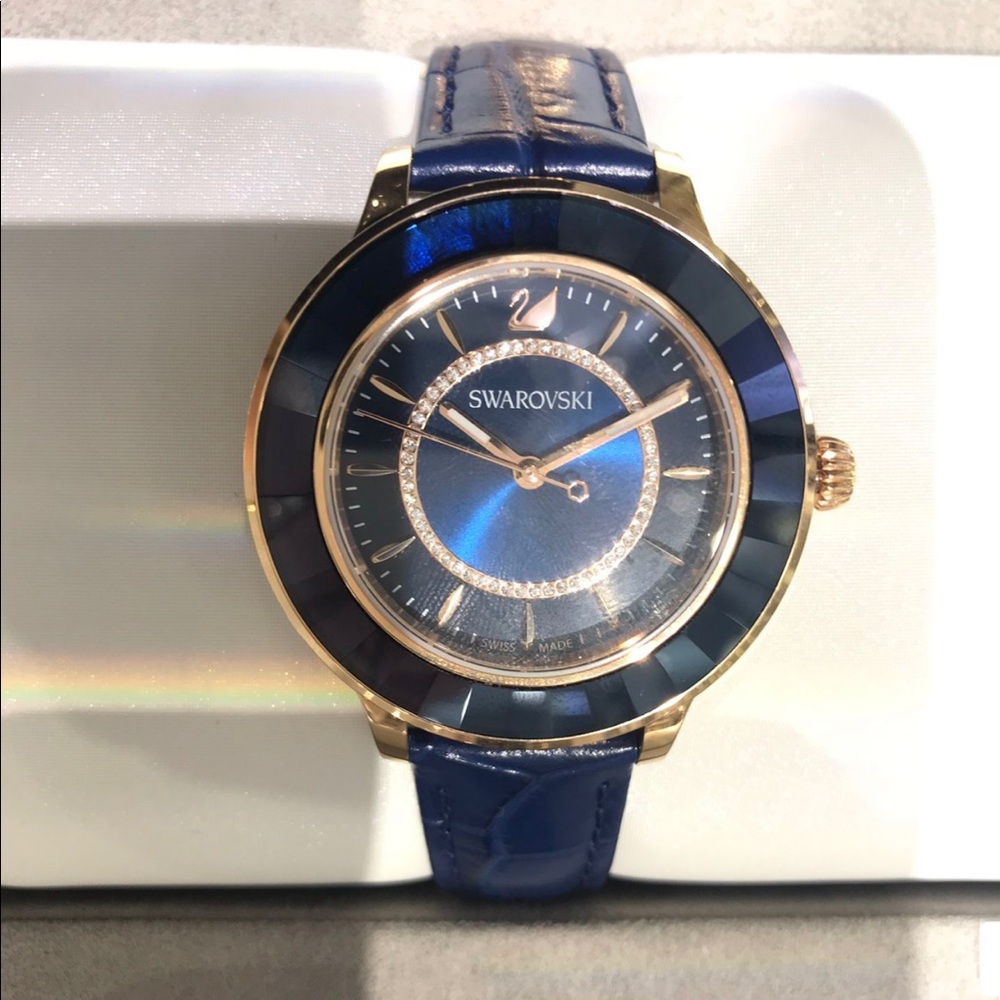 Used like New Original Swarovksi Octea Lux Blue and Rose Gold watch